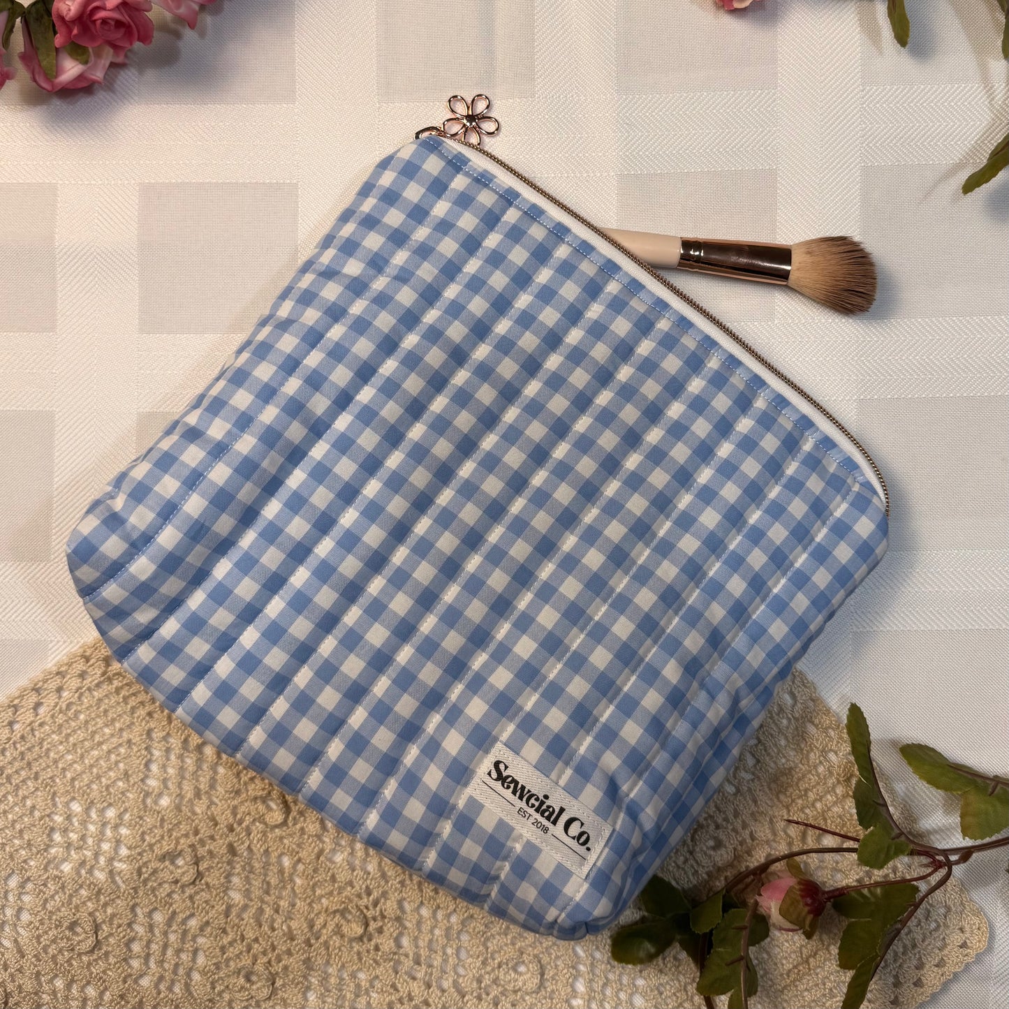 Boxed Pouch - Blue Gingham