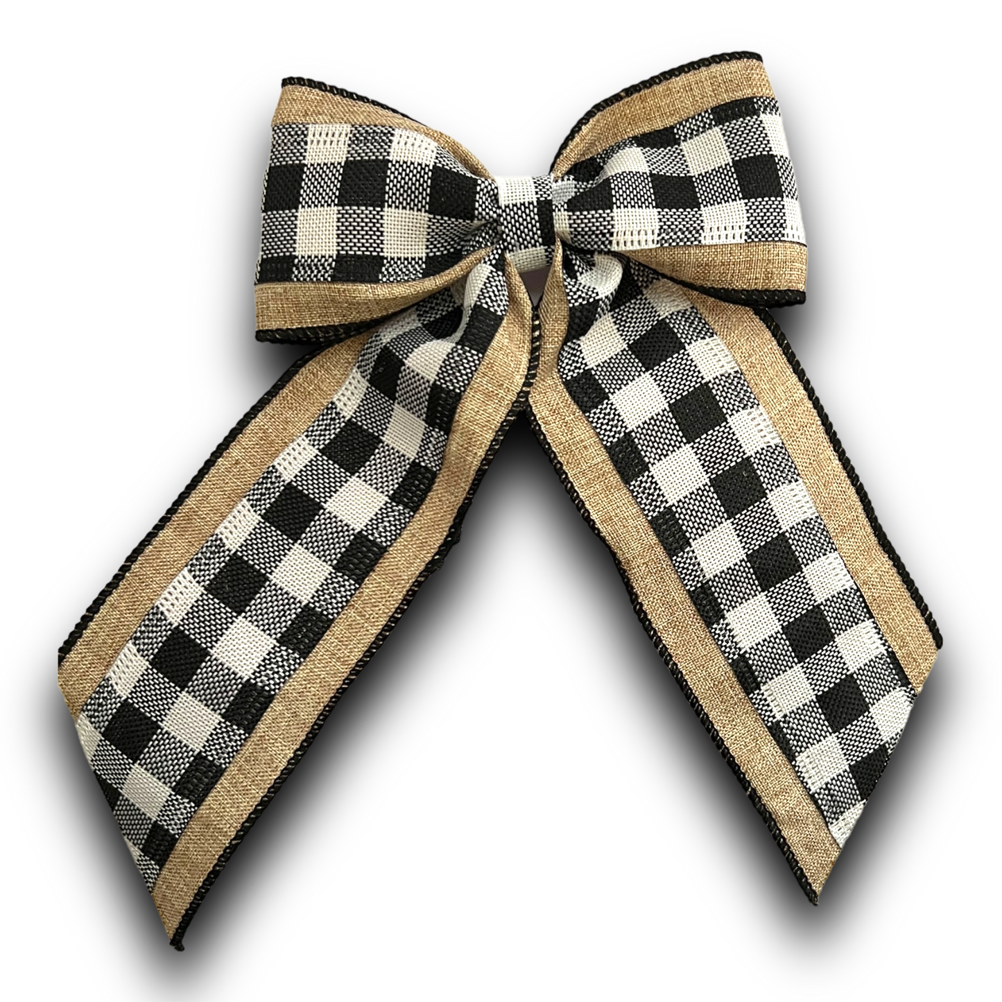 Ribbon Bow - Gingham & Hessian