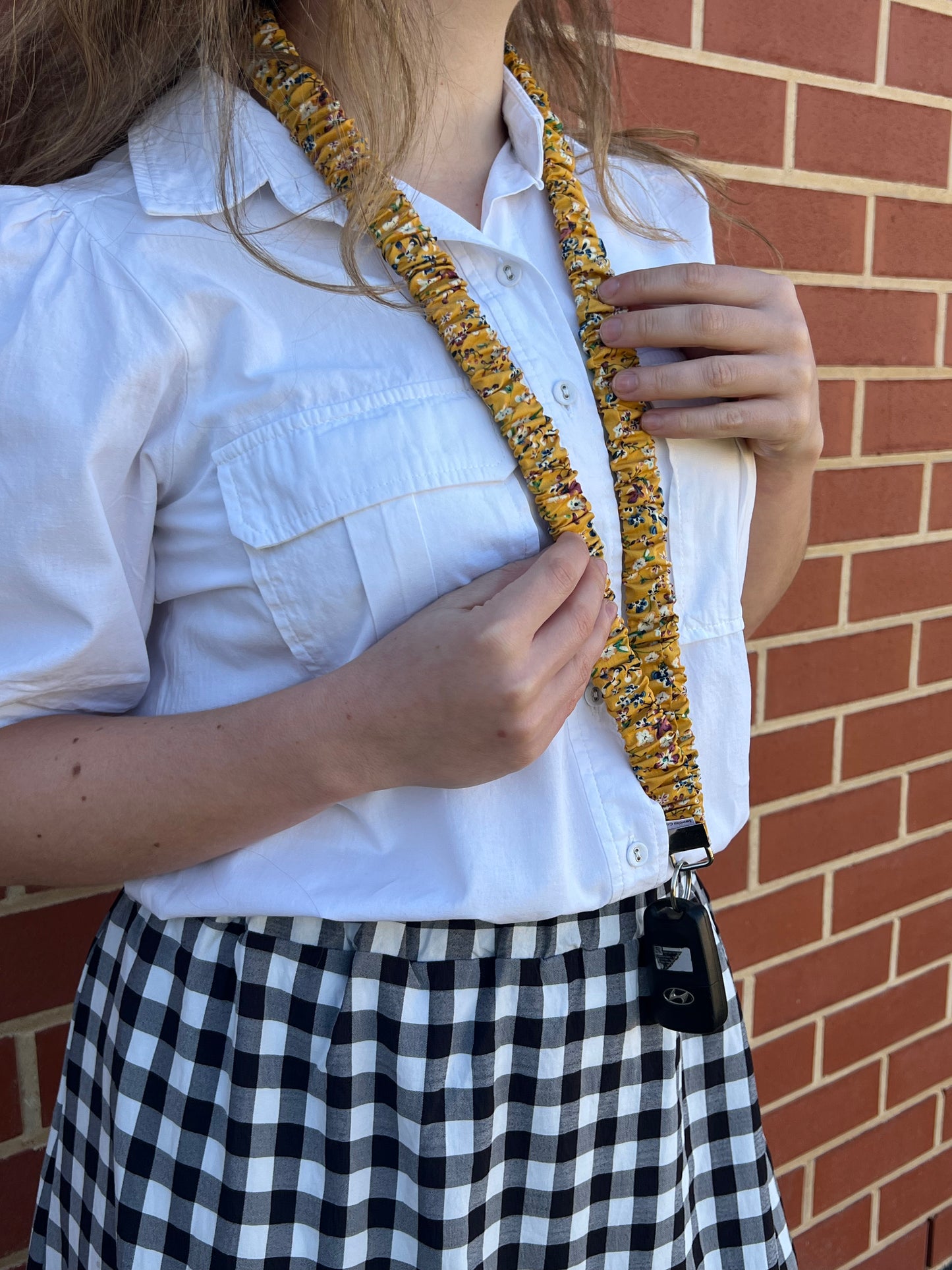 Scrunchie Lanyard - Mustard Floral