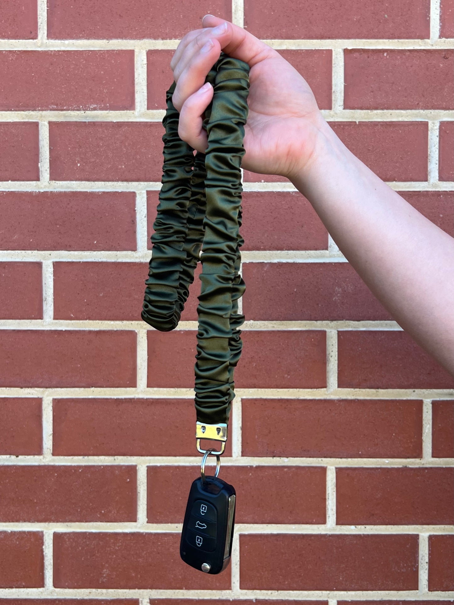 Scrunchie Lanyard - Olive Satin