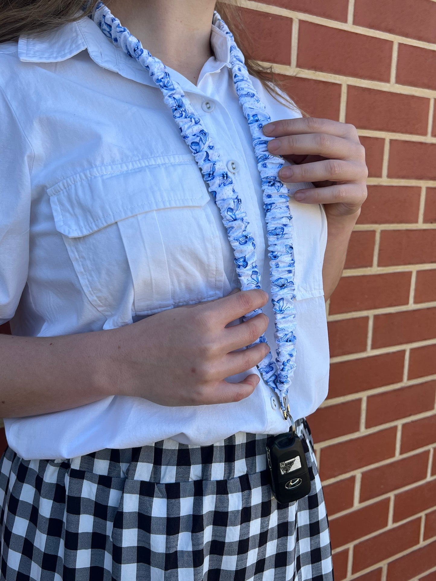 Scrunchie Lanyard - Blue Butterflies