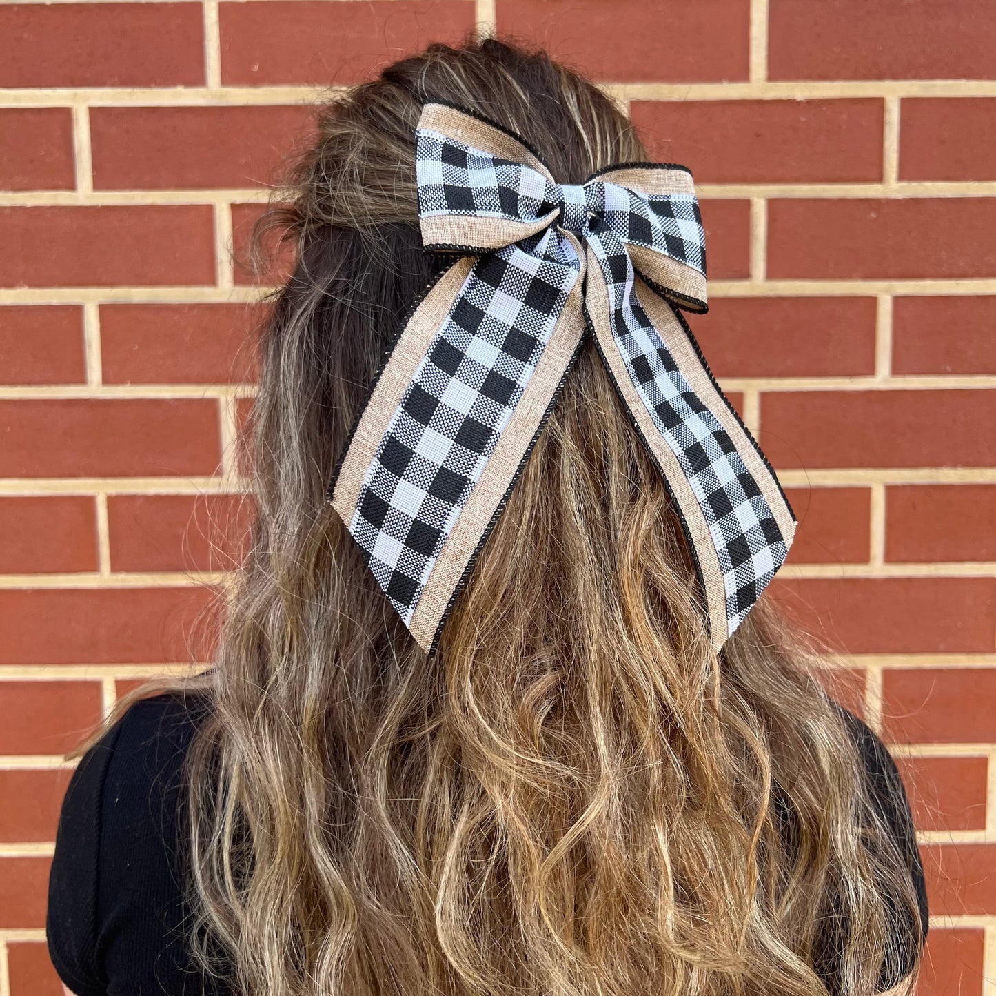 Ribbon Bow - Gingham & Hessian