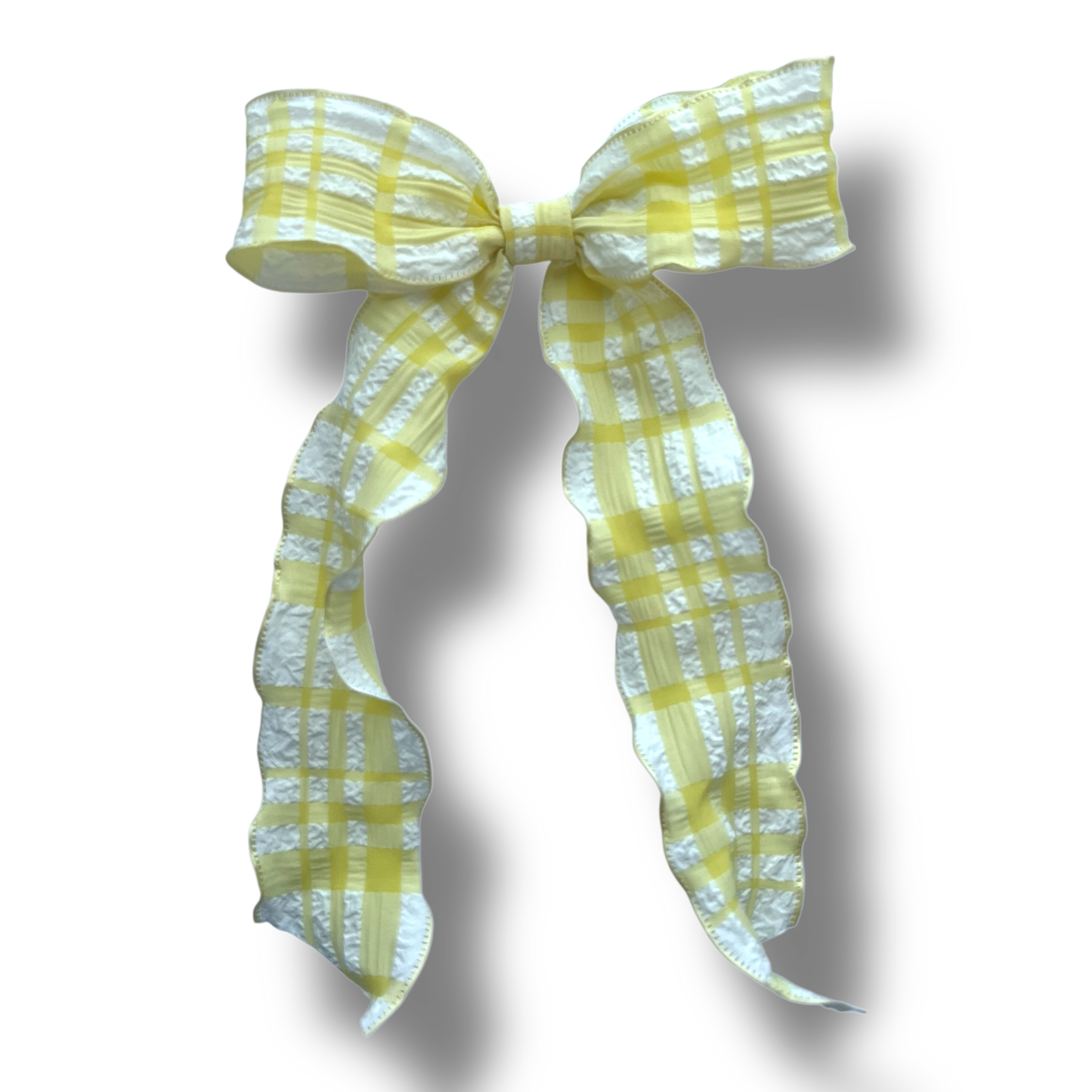 Ribbon Bow - Yellow Gingham Wave