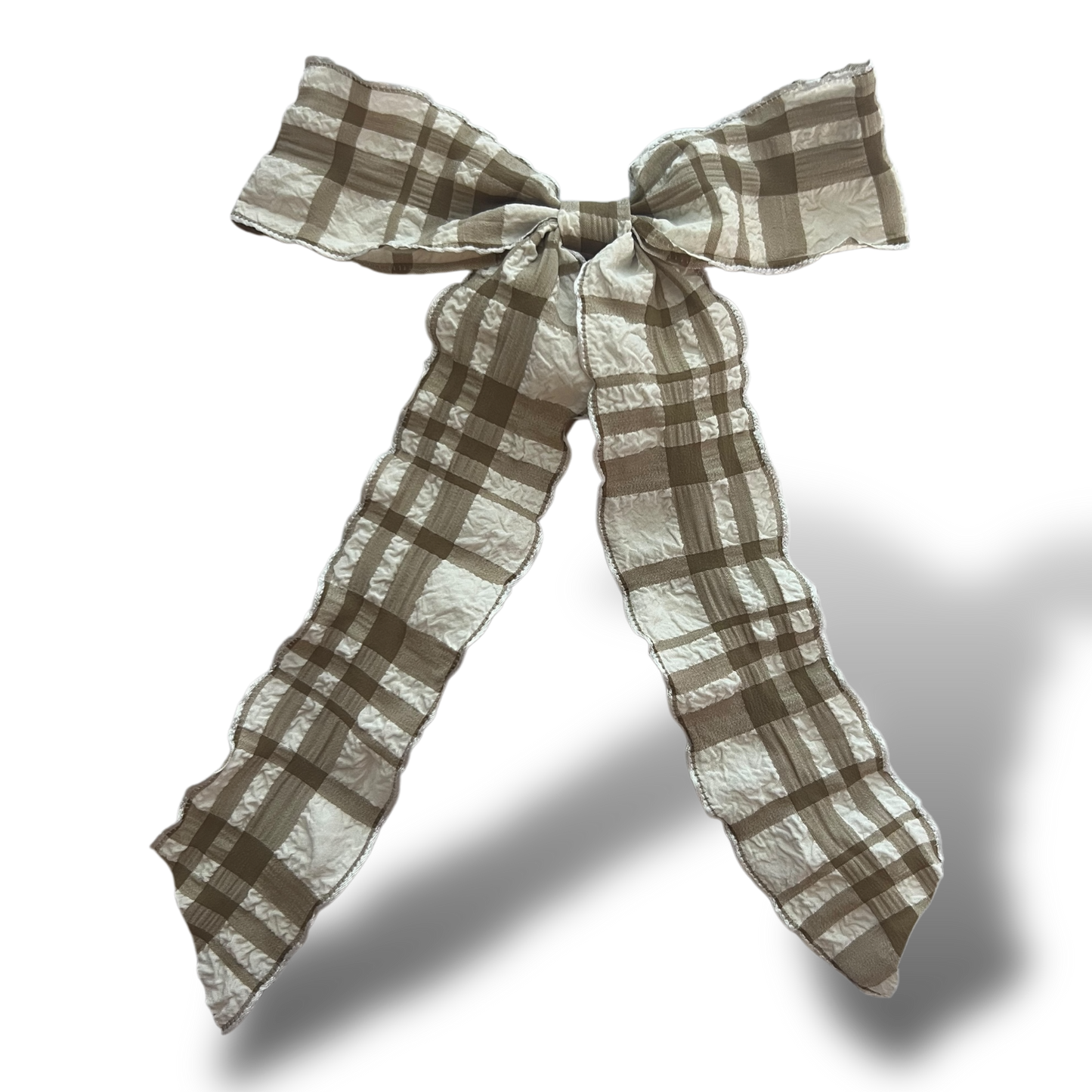 Ribbon Bow - Tan Gingham