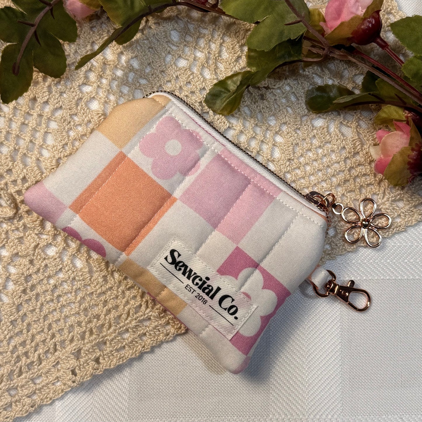 Keyring Pouch - Retro Flower