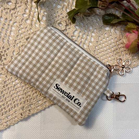 Keyring Pouch - Beige Gingham