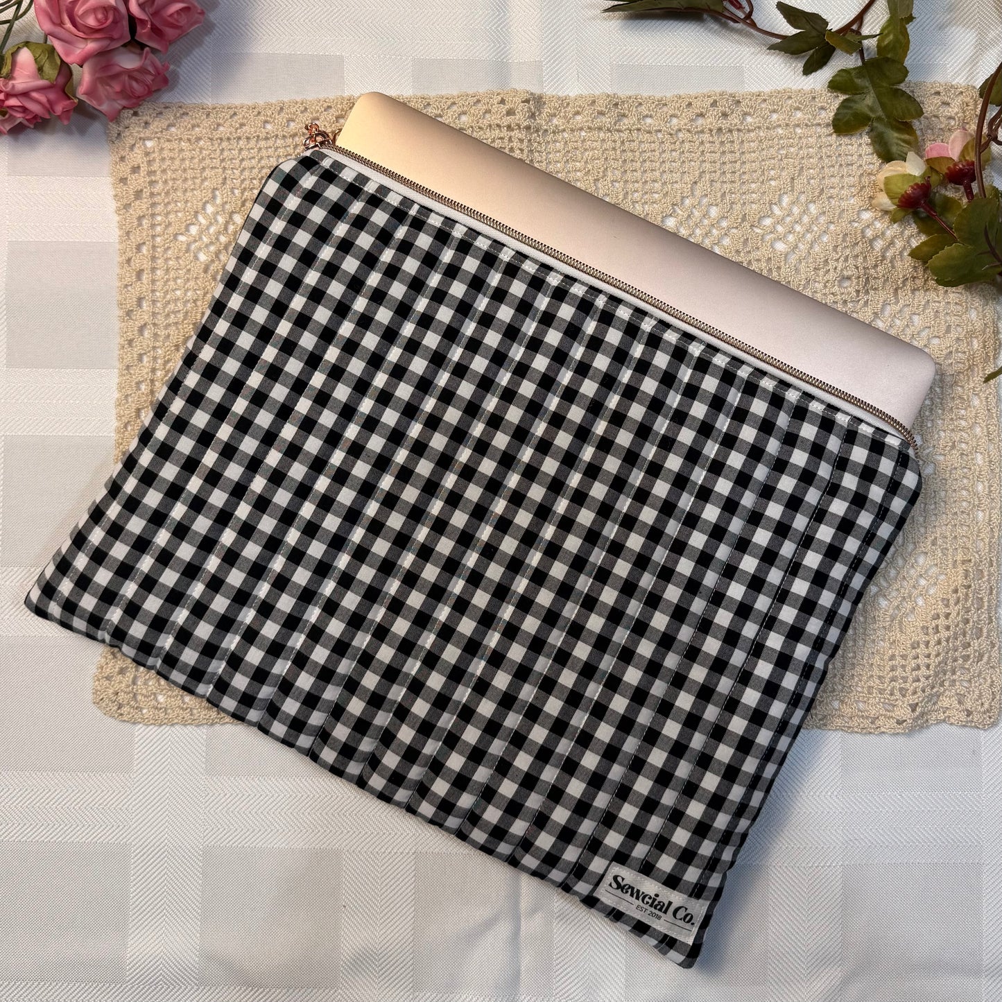 Laptop Sleeve - Black Gingham
