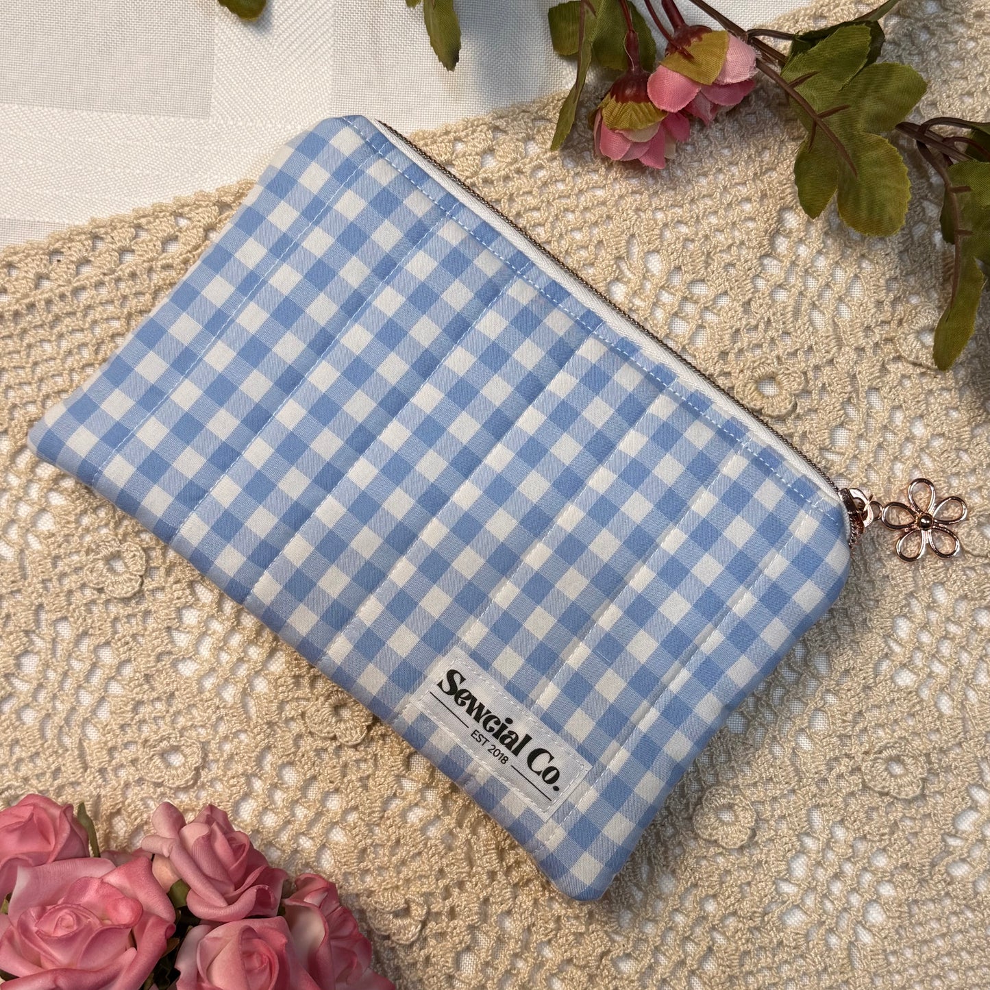 Small Pouch - Blue Gingham