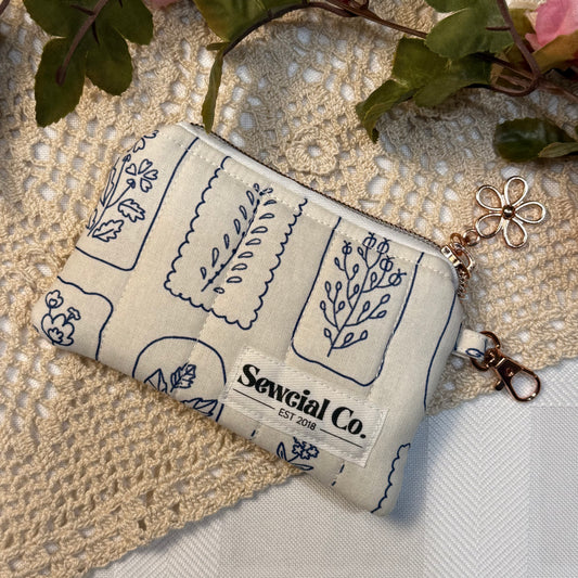 Keyring Pouch - Floral Stamp