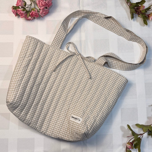 Tote Bag - Beige Gingham