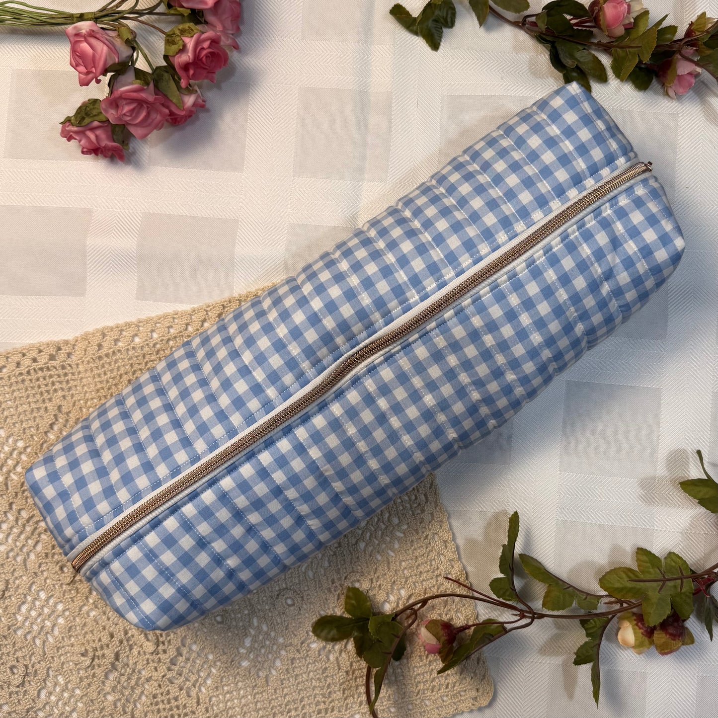 Hair Tools Pouch - Blue Gingham