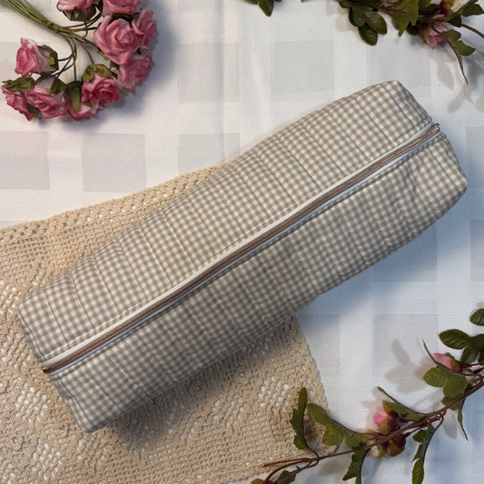Hair Tools Pouch - Beige Gingham