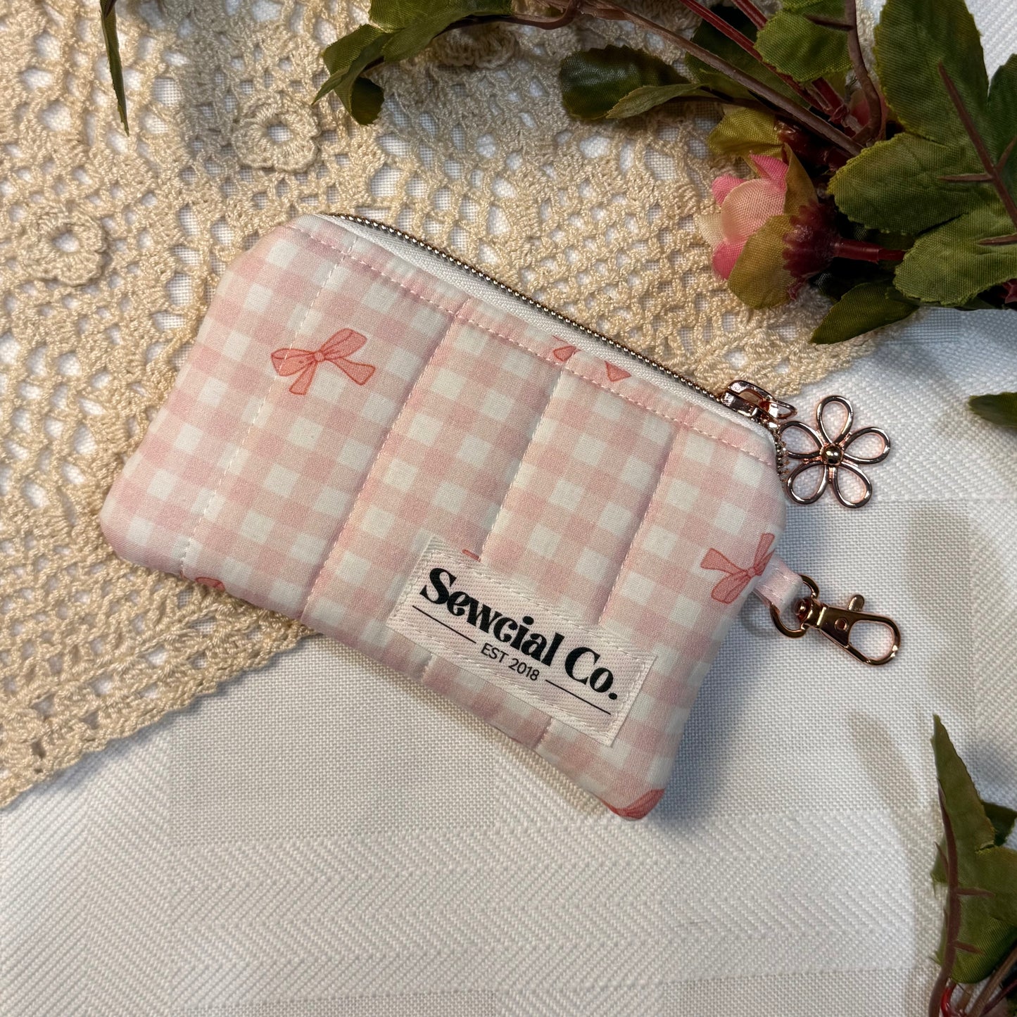 Keyring Pouch - Pink Bows