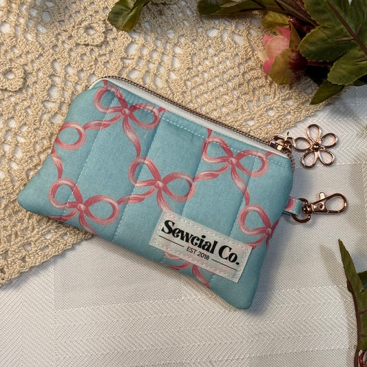 Keyring Pouch - Blue Bows