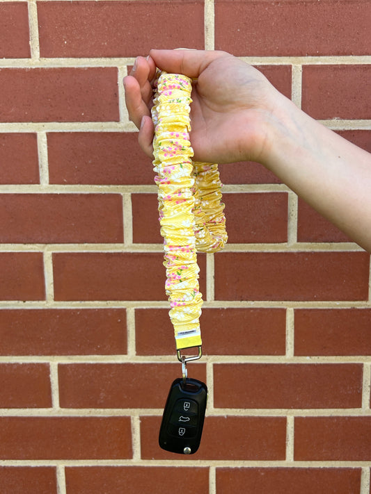 Scrunchie Lanyard - Yellow Cherry Blossom