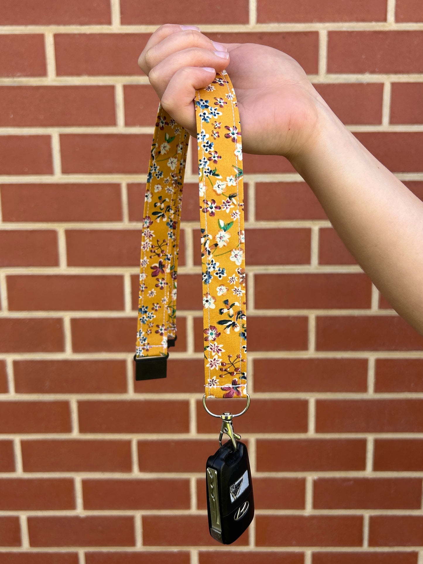Fabric Lanyard - Mustard Floral