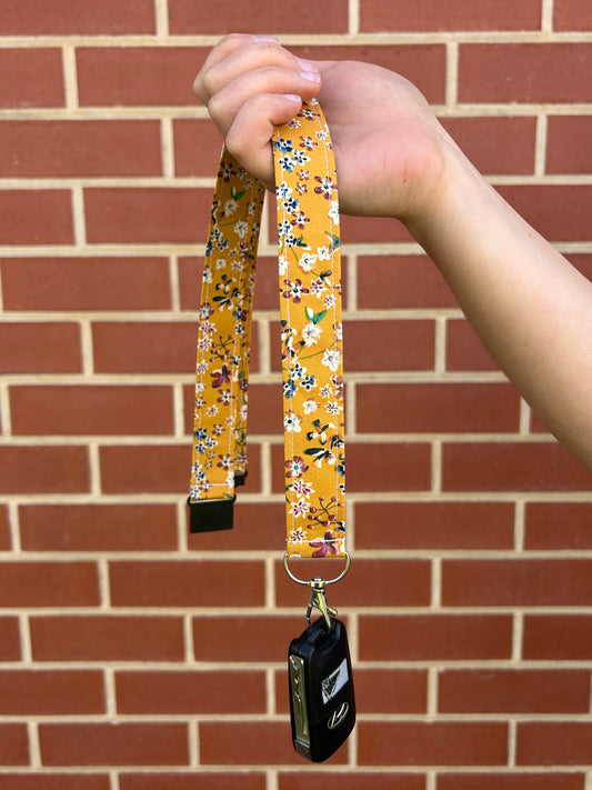 Fabric Lanyard - Mustard Floral