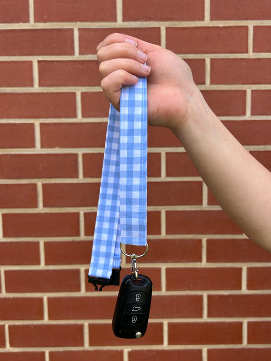 Fabric Lanyard - Blue Gingham