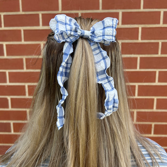 Ribbon Bow - Blue Gingham