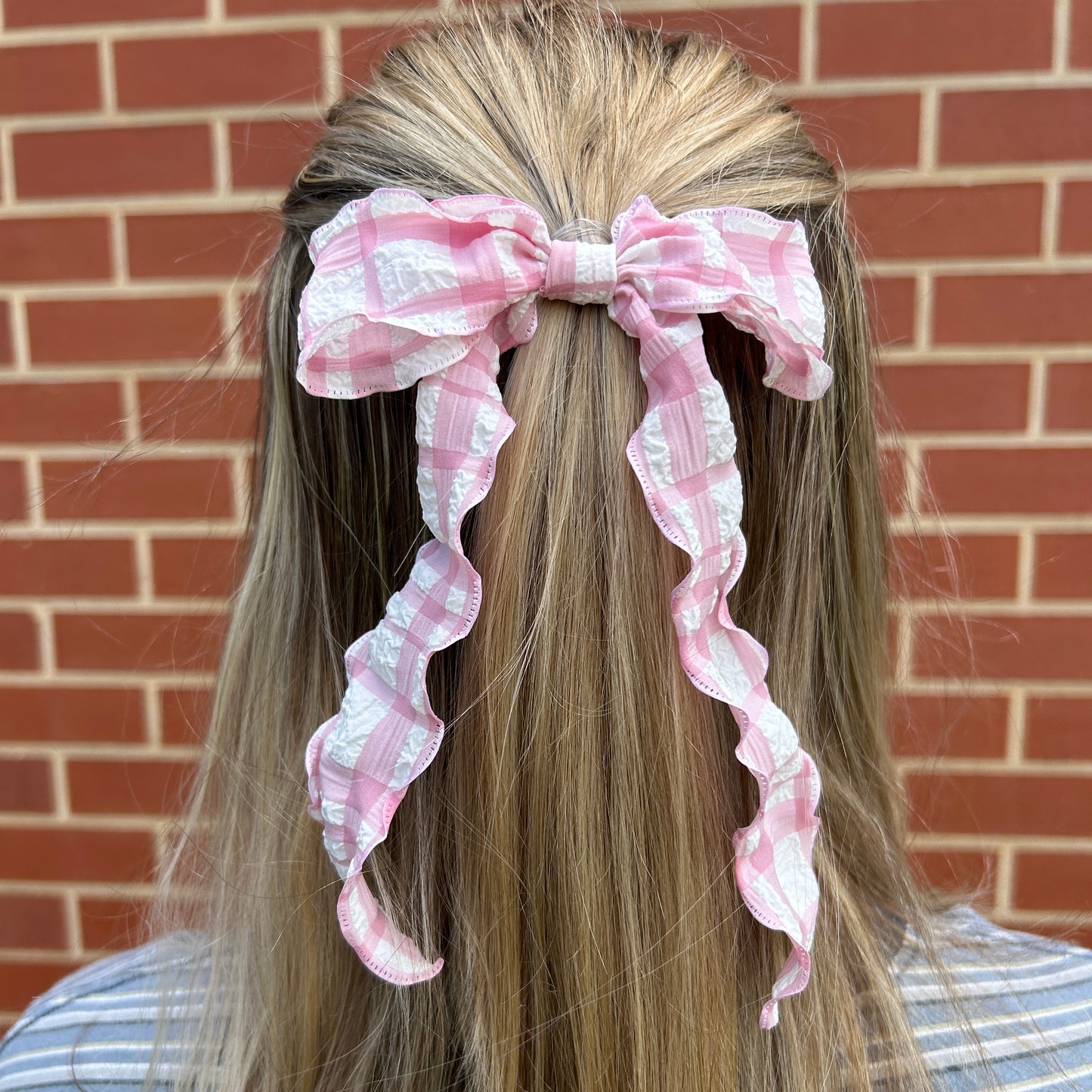 Ribbon Bow - Pink Gingham