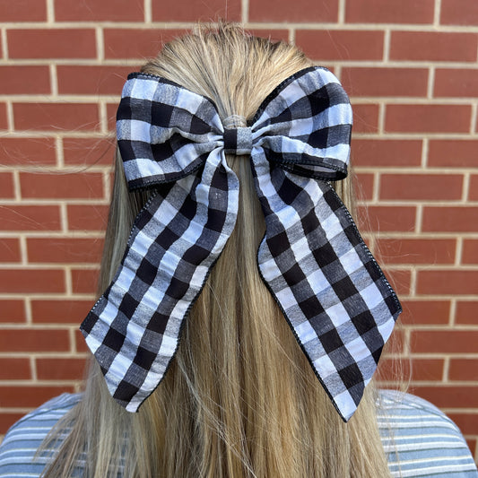 Ribbon Bow - Black Gingham