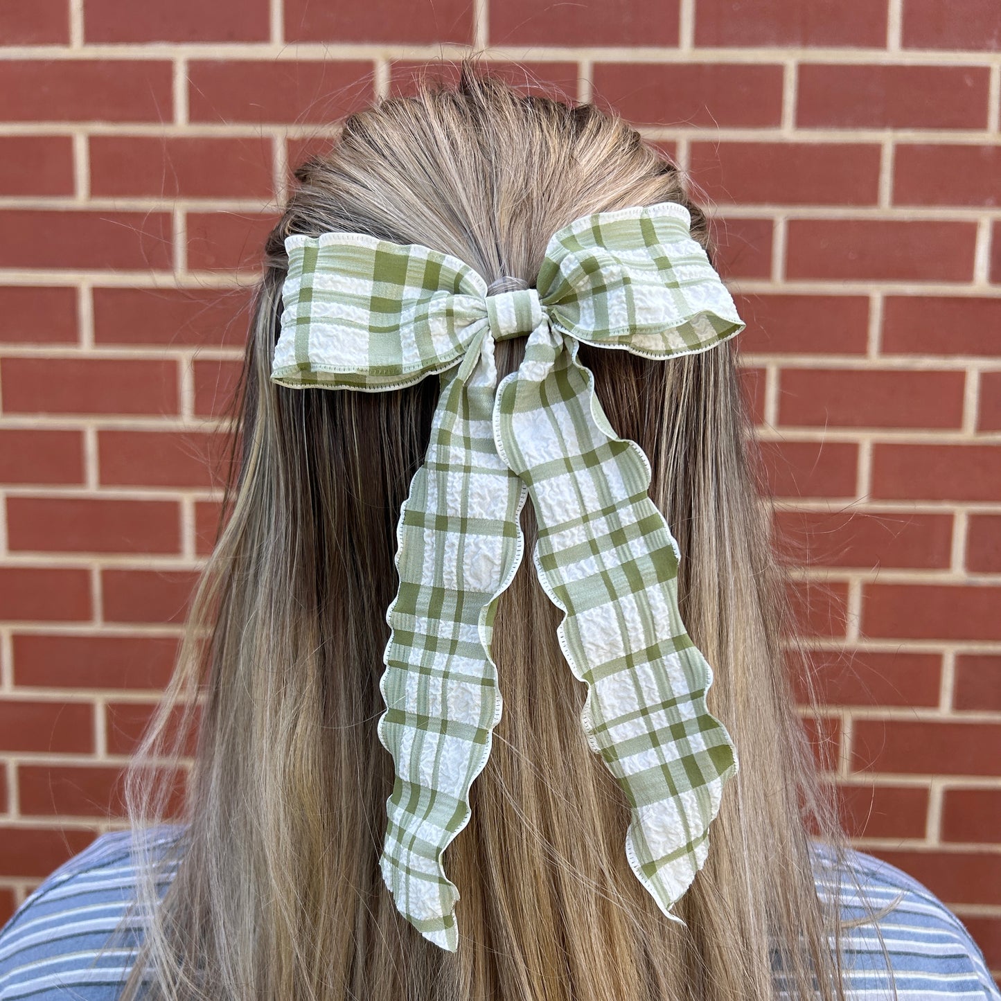 Ribbon Bow - Lime Gingham