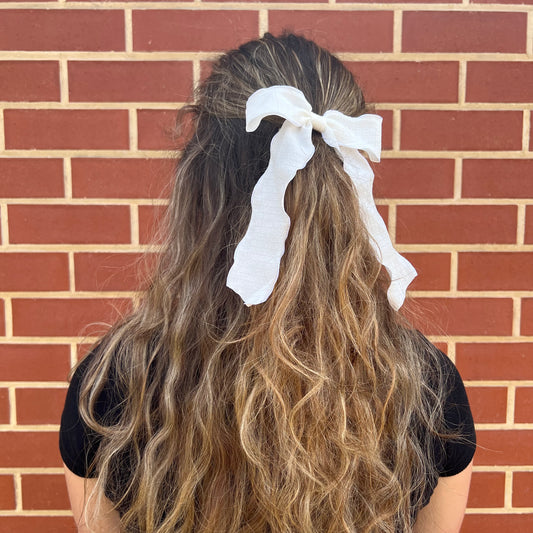 Ribbon Bow - Wave White