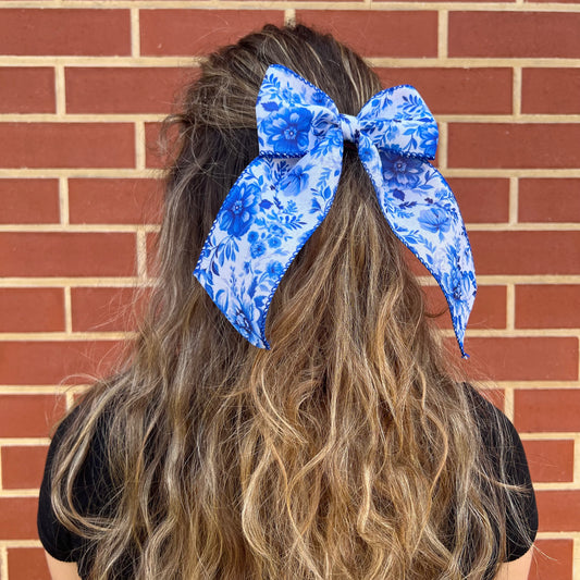 Ribbon Bow - Blue Floral