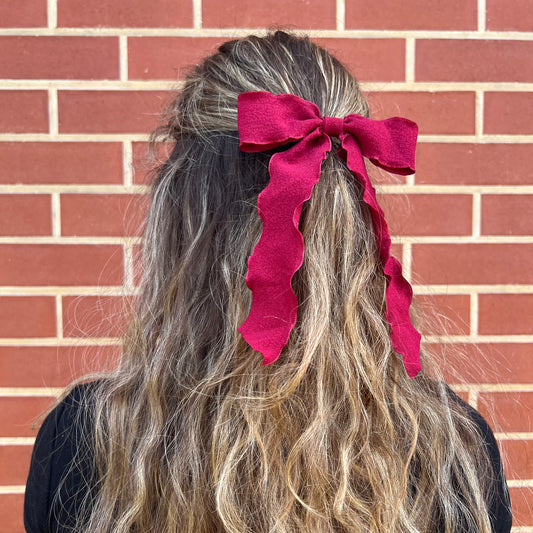 Ribbon Bow - Wave Burgundy