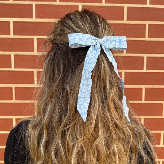 Ribbon Bow - Blue Daisy