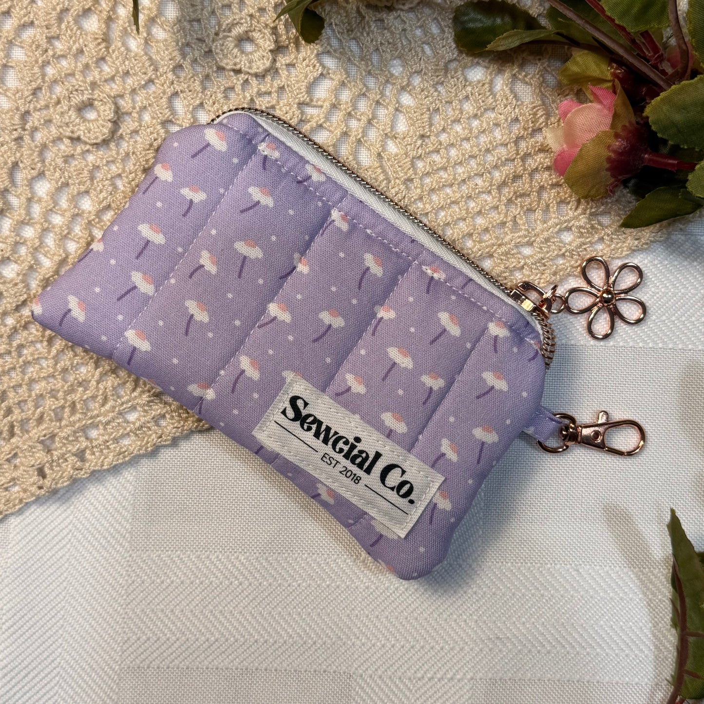Keyring Pouch - Purple Daisy